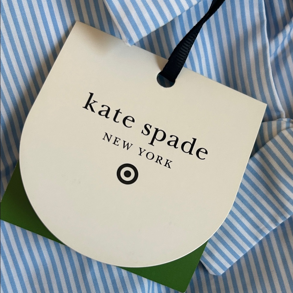 NWT Kate Spade x Target Stripe Puff Short Sleeve Bow Blouse Size Large L Blue - Picture 6 of 8